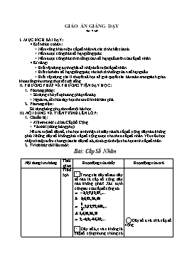 Giáo án Đại số Giải tích 11: Cấp Số Nhân