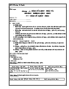 Giáo án Đại số & Giải tích 11 CB - Chương I: Hàm số lượng giác và phương trình lượng giác