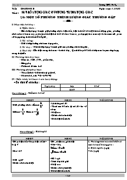 Giáo án Đại số & Giải tích 11 - Chương 1 - Bài 3: Một số phương trình lượng giác thường gặp