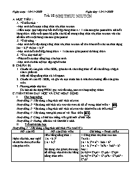 Giáo án Đại số Giải tích 11 - Nâng cao - Tiết 29: Nhị thức Niutơn