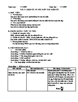 Giáo án Đại số Giải tích 11 - Nâng cao - Tiết 32: Biến cố và xác suất của biến cố