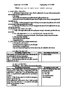 Giáo án Đại số Giải tích 11 - Nâng cao - Tiết 40: Bài tập về biến ngẫu nhiên rời rạc