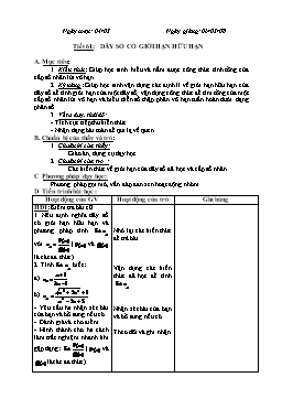 Giáo án Đại số Giải tích 11 - Nâng cao - Tiết 61: Dãy số có giới hạn hữu hạn