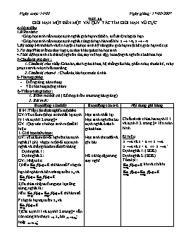 Giáo án Đại số Giải tích 11 - Nâng cao - Tiết 66: Giới hạn một bên một vài quy tắc tìm giới hạn vô cực