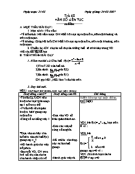 Giáo án Đại số Giải tích 11 - Nâng cao - Tiết 68: Hàm số liên tục