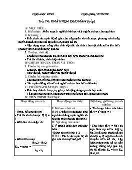 Giáo án Đại số Giải tích 11 - Nâng cao - Tiết 74: Khái niệm đạo hàm (tiếp)