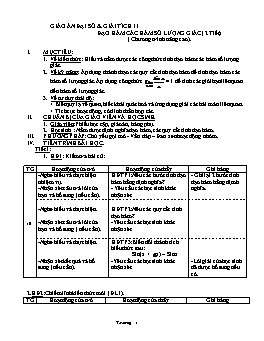 Giáo án Đại số Giải tích 11 - Nâng cao - Tiết 80: Đạo hàm các hàm số lượng giác