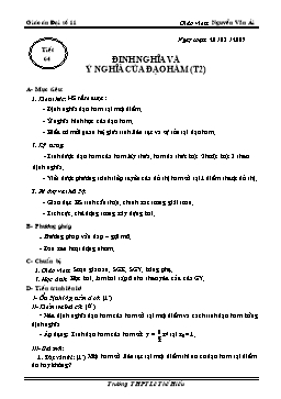 Giáo án Đại số & Giải tích 11 tiết 64: Định nghĩa và ý nghĩa của đạo hàm (t2)