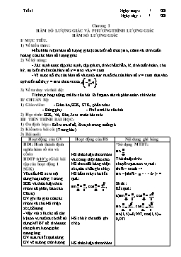 Giáo án Đại số lớp 11 - Chương I: Hàm số lượng giác và phương trình lượng giác