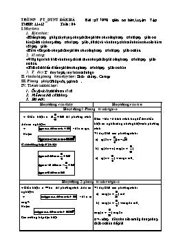 Giáo án Đại số lớp 11 nâng cao tiết 11, 12: Phương trình lượng giác cơ bản, Luyện Tập