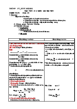 Giáo án Đại số lớp 11 nâng cao tiết 73, 74: Đạo Hàm và ý nghĩa của đạo hàm