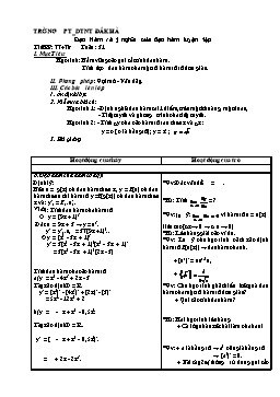 Giáo án Đại số lớp 11 nâng cao tiết 77, 78: Đạo Hàm và ý nghĩa của đạo hàm luyện tập