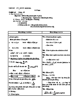 Giáo án Đại số lớp 11 nâng cao tiết 83: Vi Phân