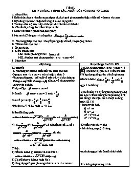 Giáo án Đại số nâng cao 11 tiết 12: Phương trình bậc nhất đối với sinx và cosx