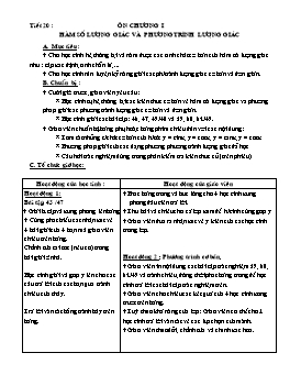 Giáo án Đại số nâng cao 11 tiết 20: Ôn chương I Hàm số lượng giác và phương trình lượng giác