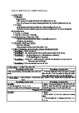 Giáo án Đại số nâng cao 11 tiết 35: Biến ngẫu nhiên rời rạc