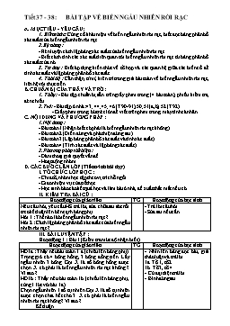 Giáo án Đại số nâng cao 11 tiết 37, 38: Bài tập về biến ngẫu nhiên rời rạc