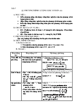 Giáo án Đại số nâng cao 11 tiết 7: Phương trình lượng giác cơ bản (tt)