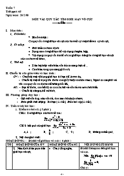 Giáo án Đại số và Giải tích 11 NC tiết 65: Một vài quy tắc tìm giới hạn vô cực