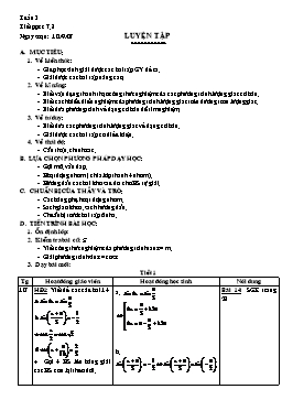 Giáo án Đại số và Giải tích 11 NC tiết 7, 8: Luyện tập