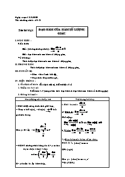 Giáo án Đại số và Giải tích 11 tiết 69 - 71: Đạo hàm của hàm số lượng giác