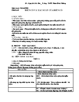 Giáo án Giải tích 11 tiết 31, 32: Biến cố và xác suất của biến cố