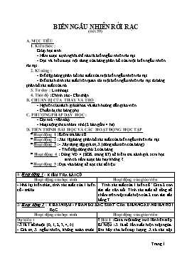 Giáo án Giải tích 11 tiết 39: Biến ngẫu nhiên rời rạc