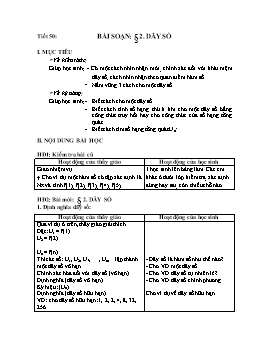 Giáo án Giải tích 11 tiết 50: Dãy số