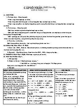 Giáo án Giải tích 11 tiết 54, 55: Cấp số nhân