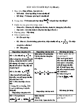 Giáo án Giải tích 11 tiết 60b: Dãy số có giới hạn 0