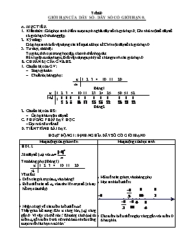 Giáo án Giải tích 11 tiết 60c: Giới hạn của dãy số– Dãy số có giới hạn 0