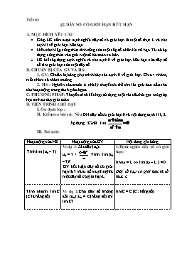 Giáo án Giải tích 11 tiết 61: Dãy số có giới hạn hữu hạn