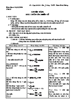 Giáo án Giải tích lớp 11 tiết 33: Luyện tập: Xác suất của biến cố