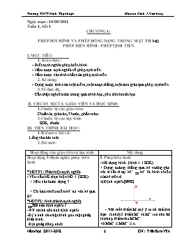 Giáo án Hình 11 (cơ bản) tiết 1: Phép biến hình - Phép tịnh tiến
