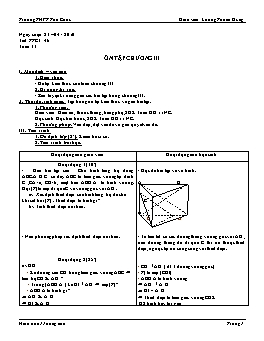 Giáo án Hình 11 nâng cao tiết 46: Ôn tập chương III
