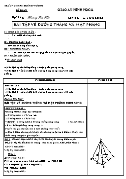 Giáo án Hình học 11: Bài tập về đường thẳng và mặt phẳng