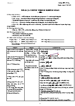 Giáo án Hình học 11 - Chương 3 - Bài 1: Vectơ trong không gian