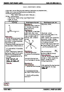 Giáo án Hình học 11 - Chương I: Phép dơi hình