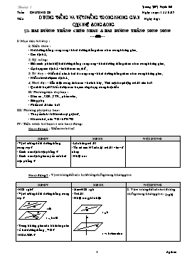 Giáo án Hình học 11 - Chương II - Bài 2: Hai đường thẳng chéo nhau & hai đường thẳng song song