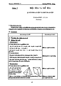 Giáo án Hình học 11 - Chương V: Diện tích và thể tích