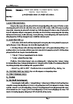 Giáo án: Hình học 11 nâng cao - Chương I: Phép dời hình và phép đồng dạng trong mặt phẳng