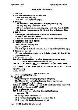 Giáo án Hình học 11 - Nâng cao - Tiết 11: Phép đồng dạng