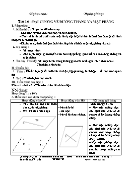 Giáo án Hình học 11 - Nâng cao - Tiết 16: Đại cương về đường thẳng và mặt phẳng