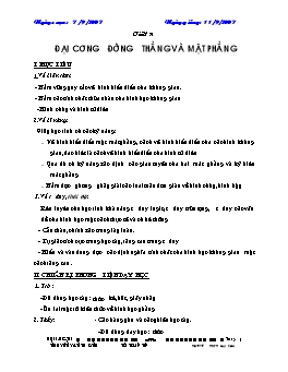 Giáo án Hình học 11 - Nâng cao - Tiết 17b: Đại cương đường thẳng và mặt phẳng