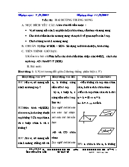 Giáo án Hình học 11 - Nâng cao - Tiết 18: Hai đường thẳng song song