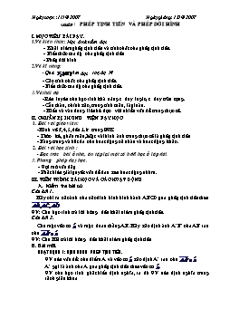 Giáo án Hình học 11 - Nâng cao - Tiết 2: Phép tịnh tiến và phép dời hình