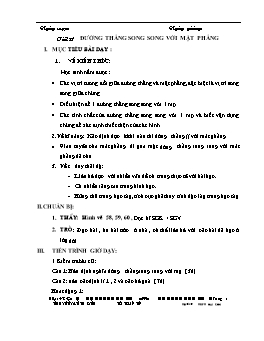 Giáo án Hình học 11 - Nâng cao - Tiết 21: Đường thẳng song song với mặt phẳng