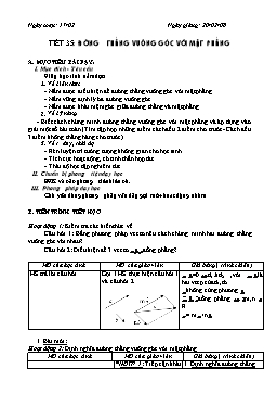 Giáo án Hình học 11 - Nâng cao - Tiết 35: Đường thẳng vuông góc với mặt phẳng