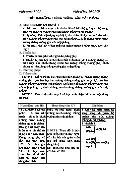 Giáo án Hình học 11 - Nâng cao - Tiết 36: Đường thẳng vuông góc mặt phẳng