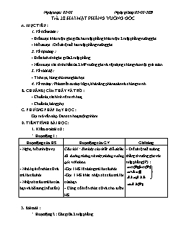 Giáo án Hình học 11 - Nâng cao - Tiết 38: Hai mặt phẳng vuông góc